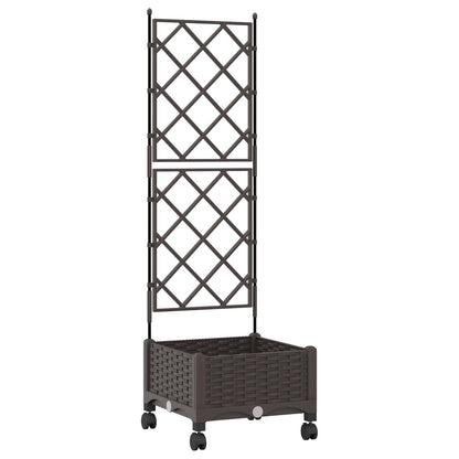 Tuinplantbak met schutting en wielen Bruin 40 x 40 x 131,5 cm