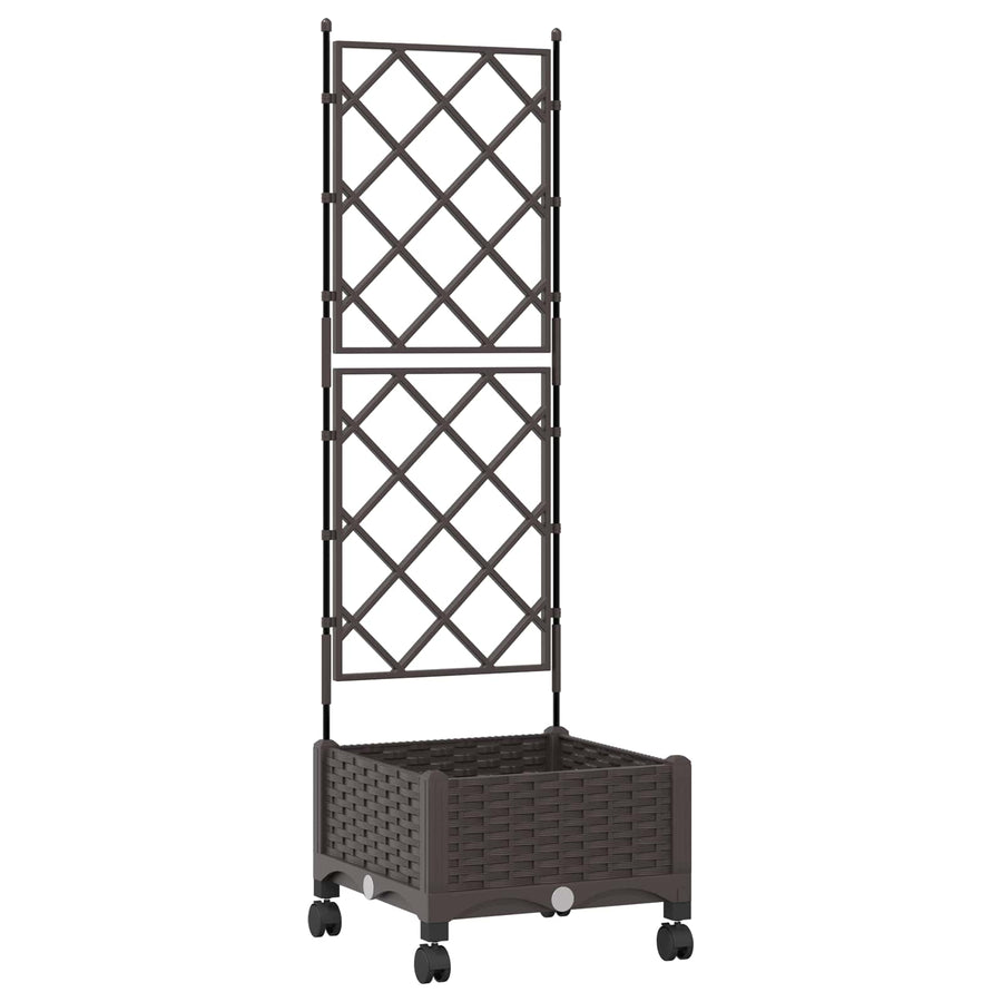 Tuinplantbak met schutting en wielen Bruin 40 x 40 x 131,5 cm