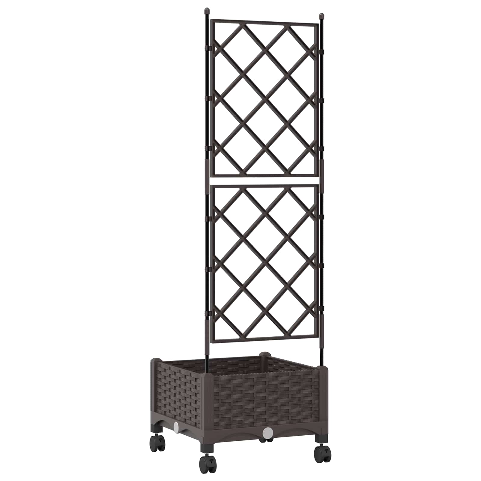 Tuinplantbak met schutting en wielen Bruin 40 x 40 x 131,5 cm