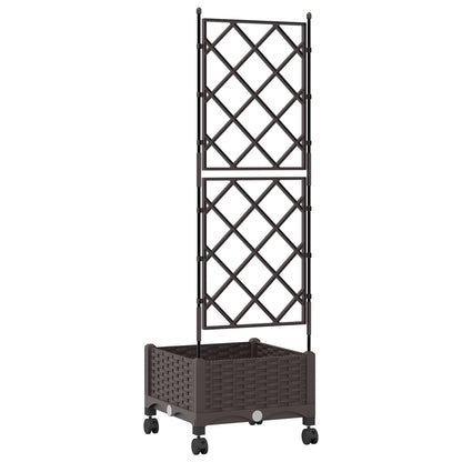 Tuinplantbak met schutting en wielen Bruin 40 x 40 x 131,5 cm