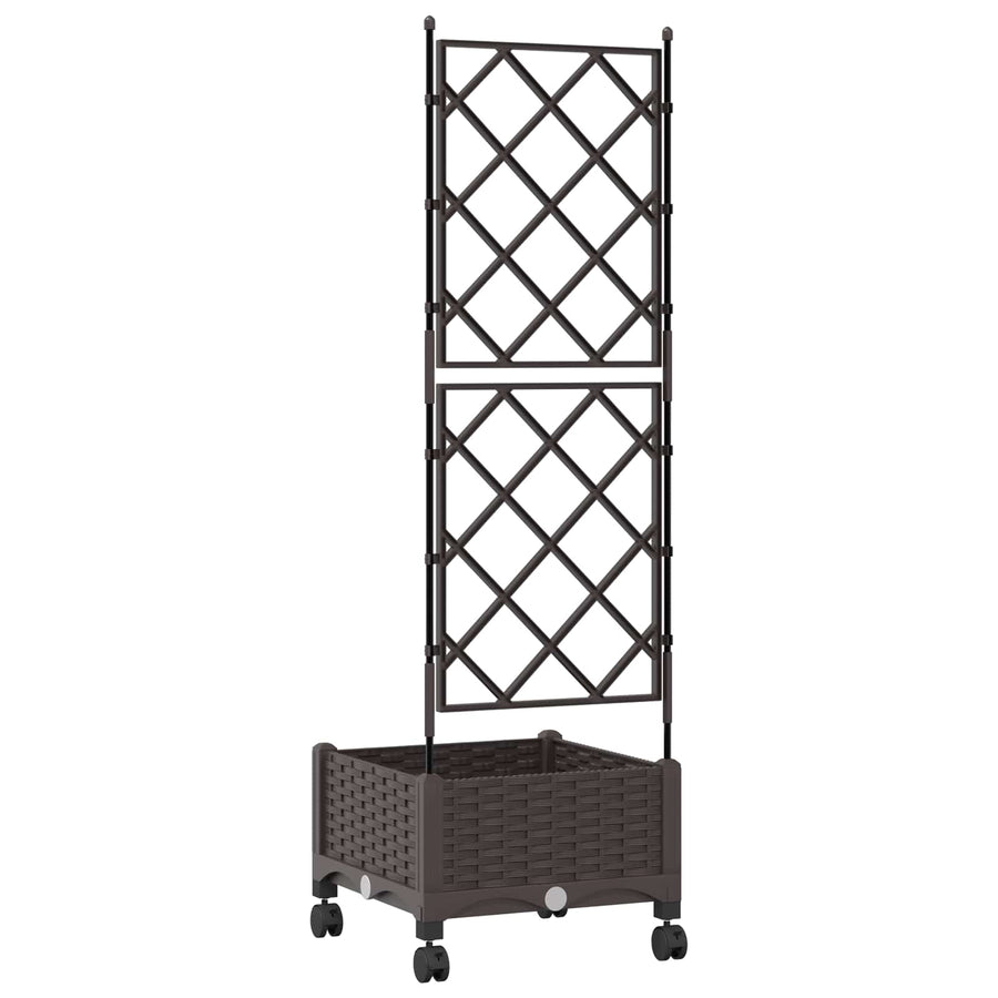 Tuinplantbak met schutting en wielen Bruin 40 x 40 x 131,5 cm