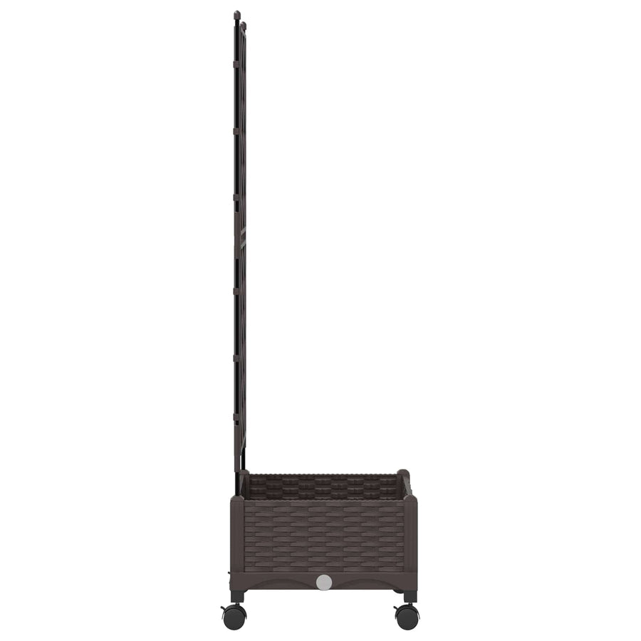 Tuinplantbak met schutting en wielen Bruin 40 x 40 x 131,5 cm