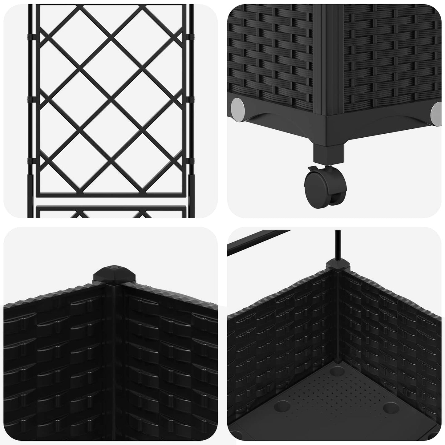 Tuinplantbak Met Schutting En Wielen 40 X 40 X 131,5 Cm 40 x 40 x 125,5 cm