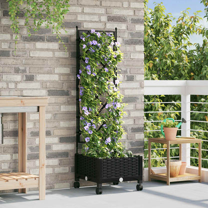 Tuinplantbak Met Schutting En Wielen 40 X 40 X 131,5 Cm 40 x 40 x 125,5 cm