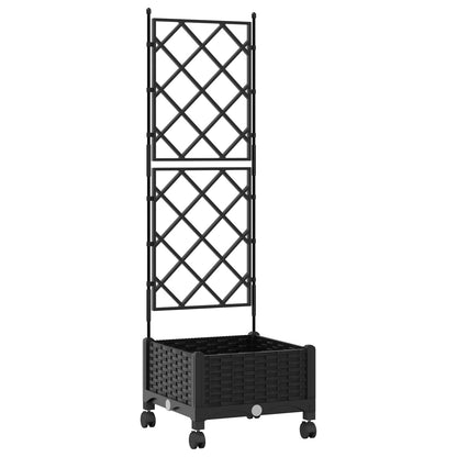 Tuinplantbak Met Schutting En Wielen 40 X 40 X 131,5 Cm 40 x 40 x 125,5 cm