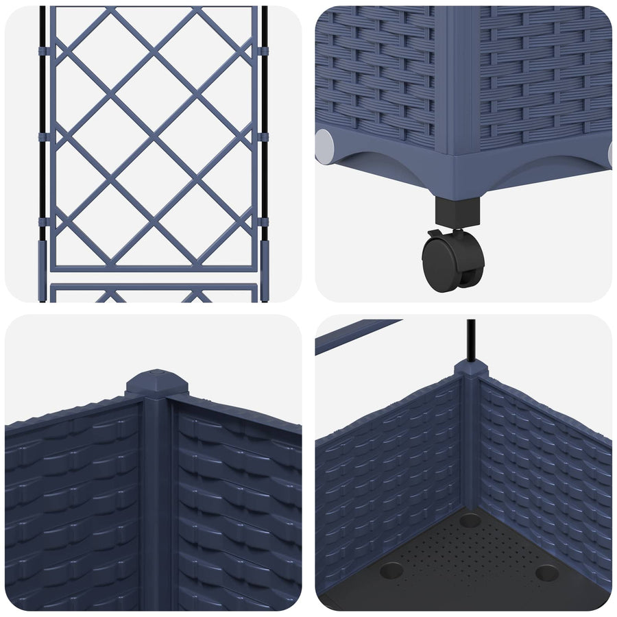 Tuinplantbak met schutting en wielen Grijs 40 x 40 x 131,5 cm