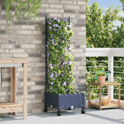 Tuinplantbak met schutting en wielen Grijs 40 x 40 x 131,5 cm