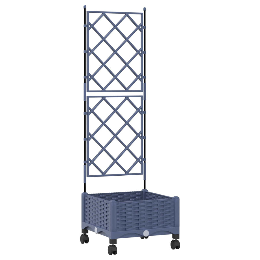 Tuinplantbak met schutting en wielen Grijs 40 x 40 x 131,5 cm