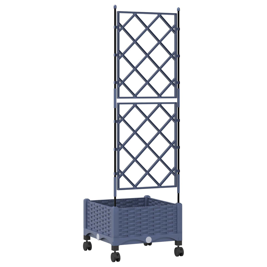 Tuinplantbak met schutting en wielen Grijs 40 x 40 x 131,5 cm