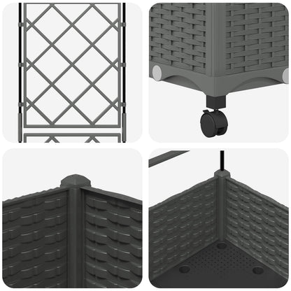 Tuinplantbak Met Schutting En Wielen Pp 40 x 40 x 125,5 cm