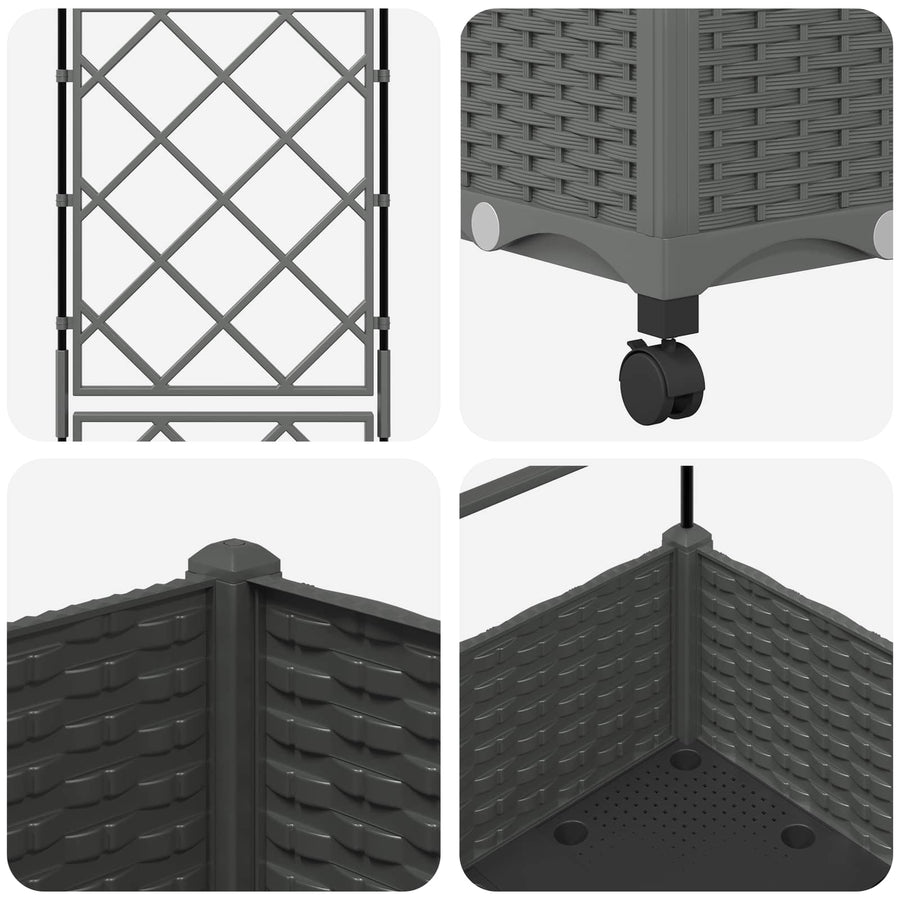 Tuinplantbak Met Schutting En Wielen Pp 40 x 40 x 125,5 cm