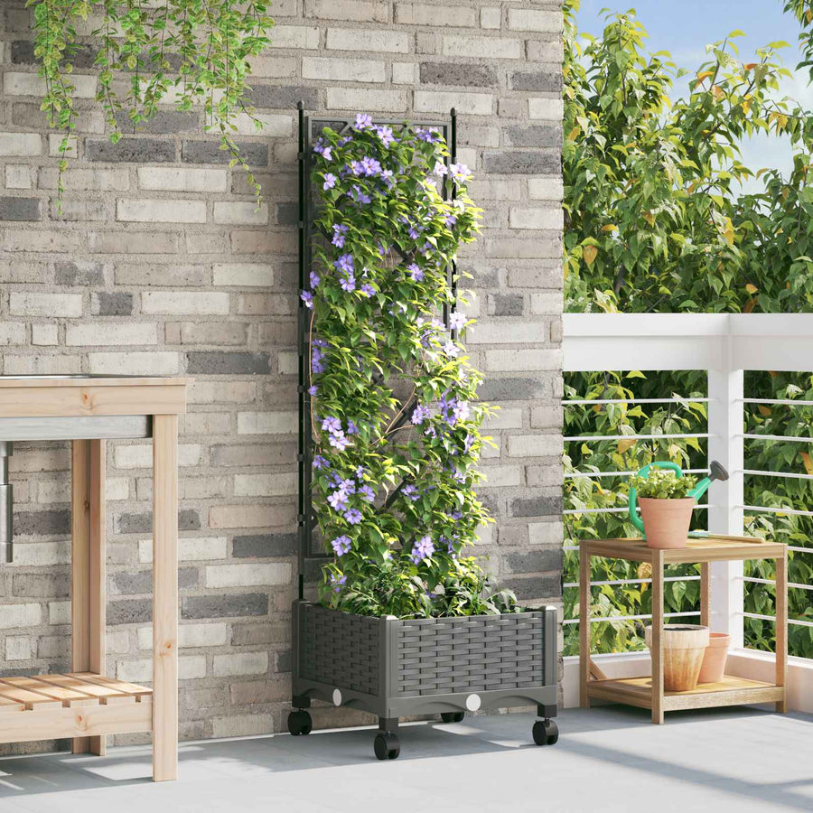 Tuinplantbak Met Schutting En Wielen Pp 40 x 40 x 125,5 cm