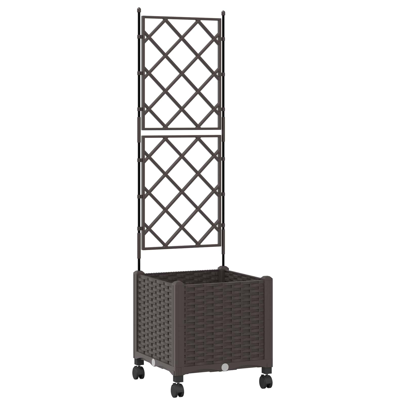 Tuinplantbak met schutting en wielen Bruin 40 x 40 x 149 cm PP