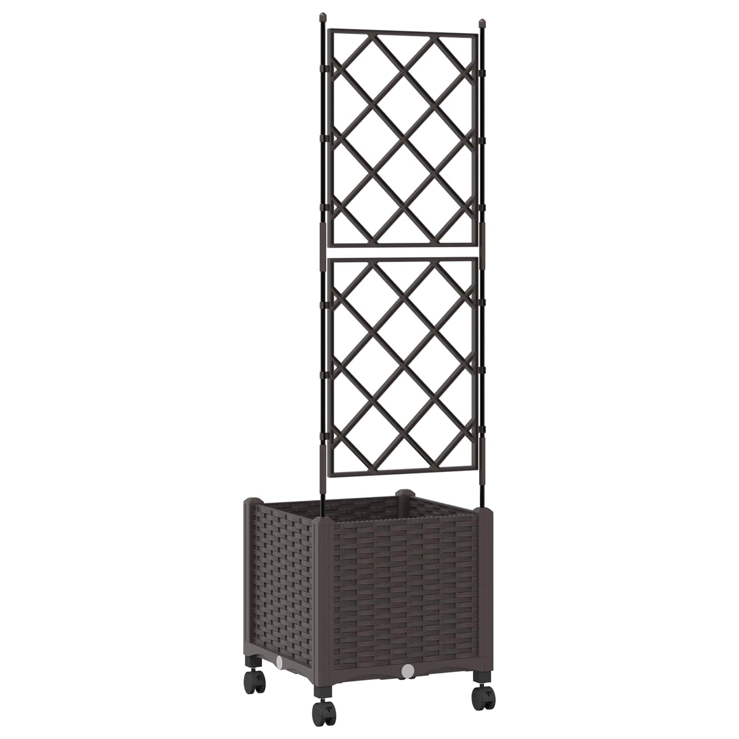 Tuinplantbak met schutting en wielen Bruin 40 x 40 x 149 cm PP