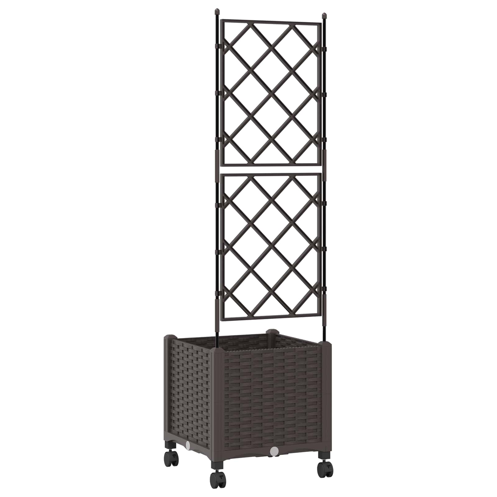 Tuinplantbak met schutting en wielen Bruin 40 x 40 x 149 cm PP