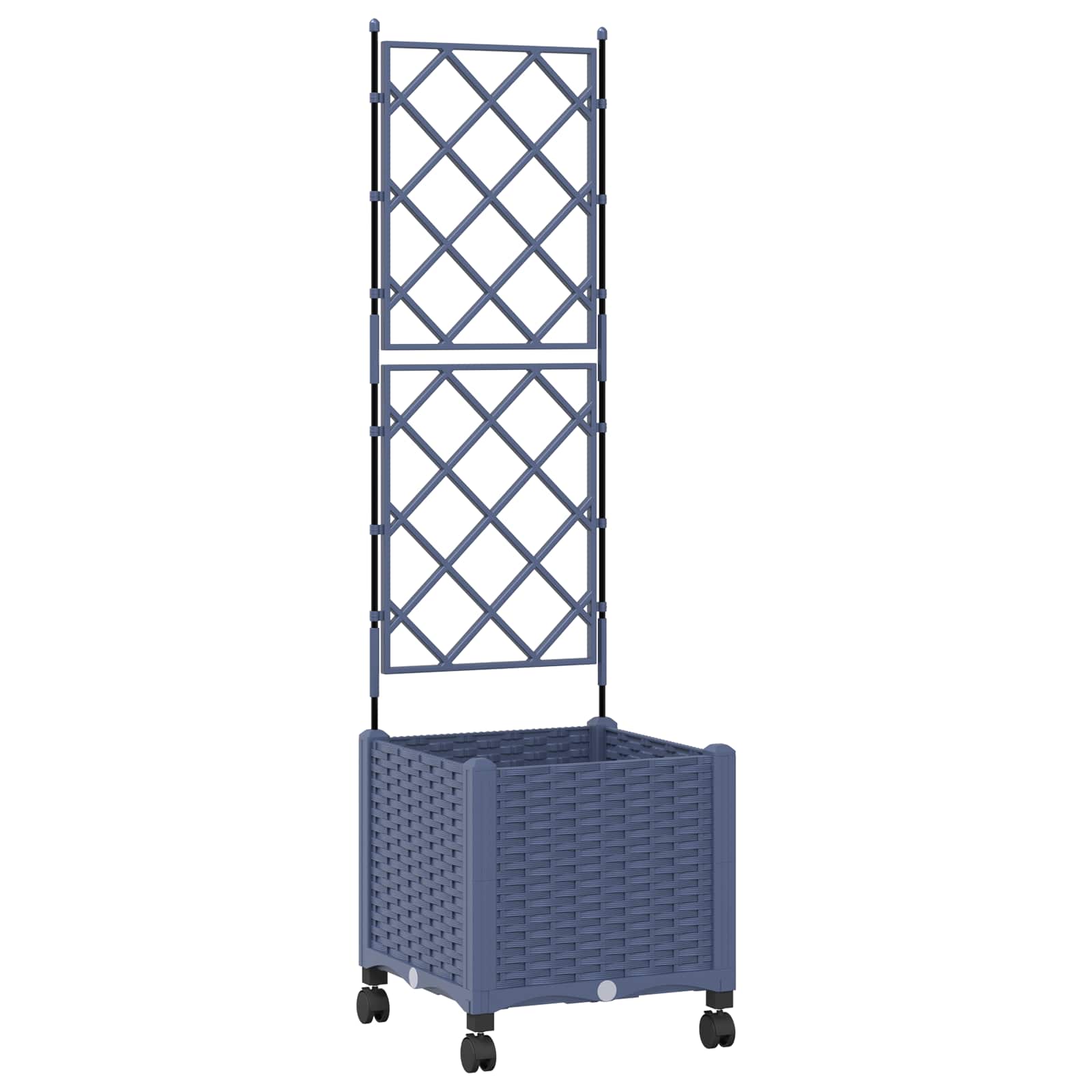 Tuinplantbak met schutting en wielen Grijs 40 x 40 x 149 cm PP