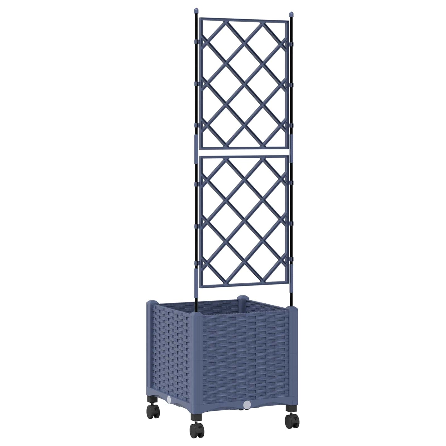 Tuinplantbak met schutting en wielen Grijs 40 x 40 x 149 cm PP