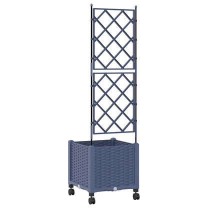 Tuinplantbak met schutting en wielen Grijs 40 x 40 x 149 cm PP