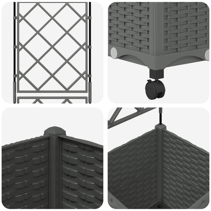 Tuinplantbak Met Schutting En Wielen Pp 40 x 40 x 143 cm