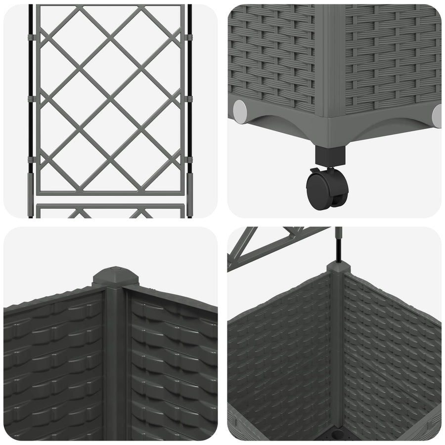 Tuinplantbak Met Schutting En Wielen Pp 40 x 40 x 143 cm