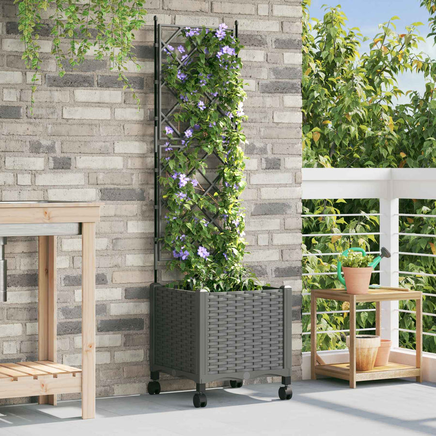Tuinplantbak Met Schutting En Wielen Pp 40 x 40 x 143 cm