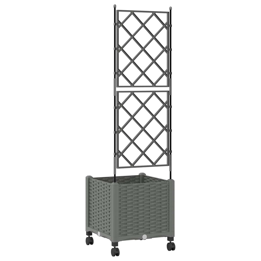 Tuinplantbak Met Schutting En Wielen Pp 40 x 40 x 143 cm