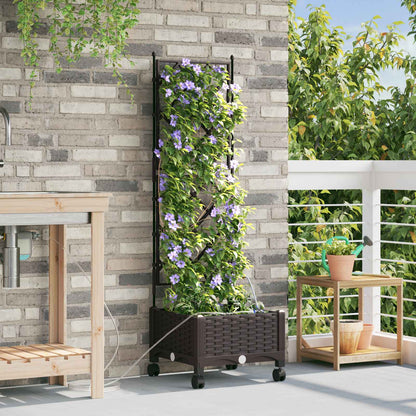 Tuin Pot met Irrigatie en Wielen Bruin 40 x 40 x 132 cm PP