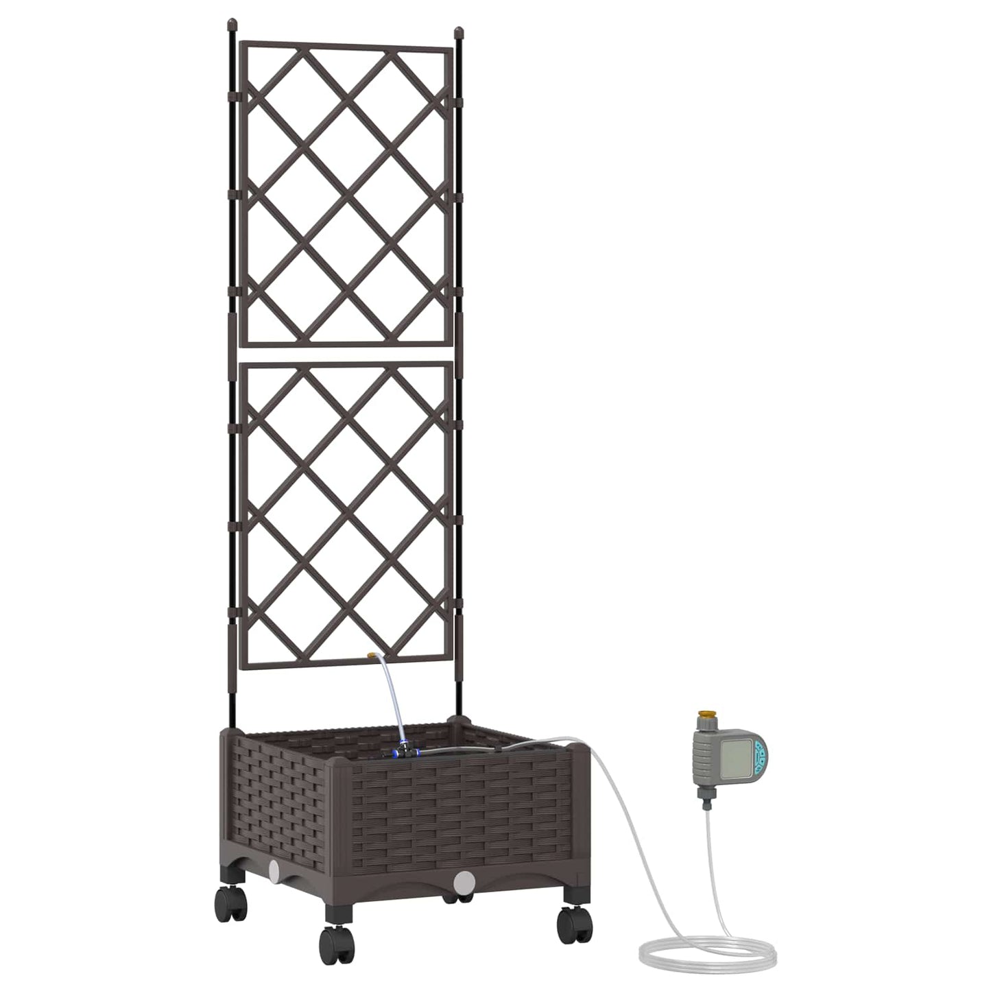 Tuin Pot met Irrigatie en Wielen Bruin 40 x 40 x 132 cm PP