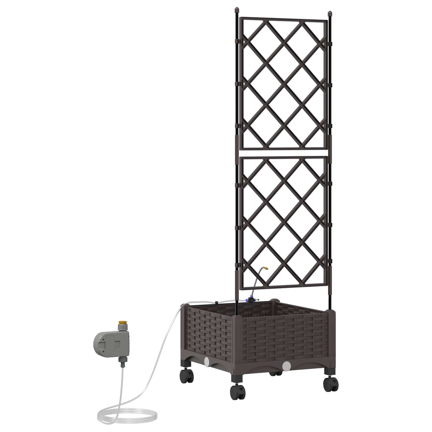 Tuin Pot met Irrigatie en Wielen Bruin 40 x 40 x 132 cm PP