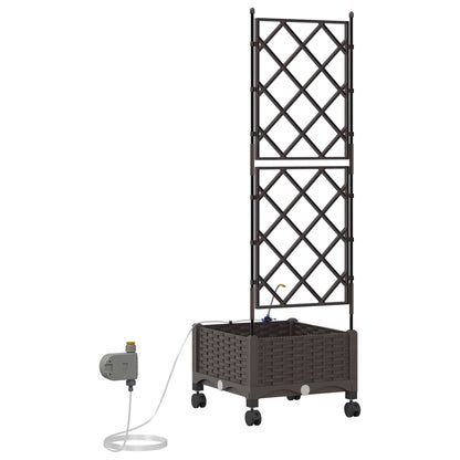 Tuin Pot met Irrigatie en Wielen Bruin 40 x 40 x 132 cm PP