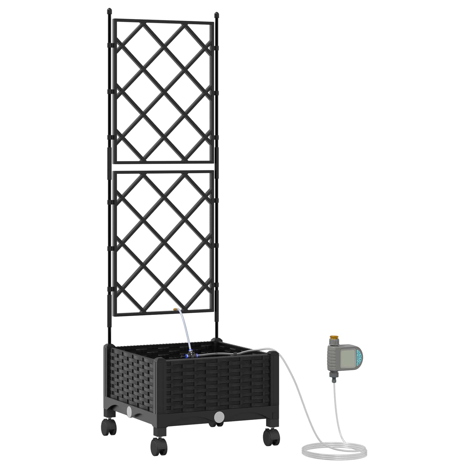 Tuin Pot met Irrigatie en Wielen Zwart 40 x 40 x 132 cm PP