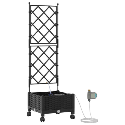 Tuin Pot met Irrigatie en Wielen Zwart 40 x 40 x 132 cm PP