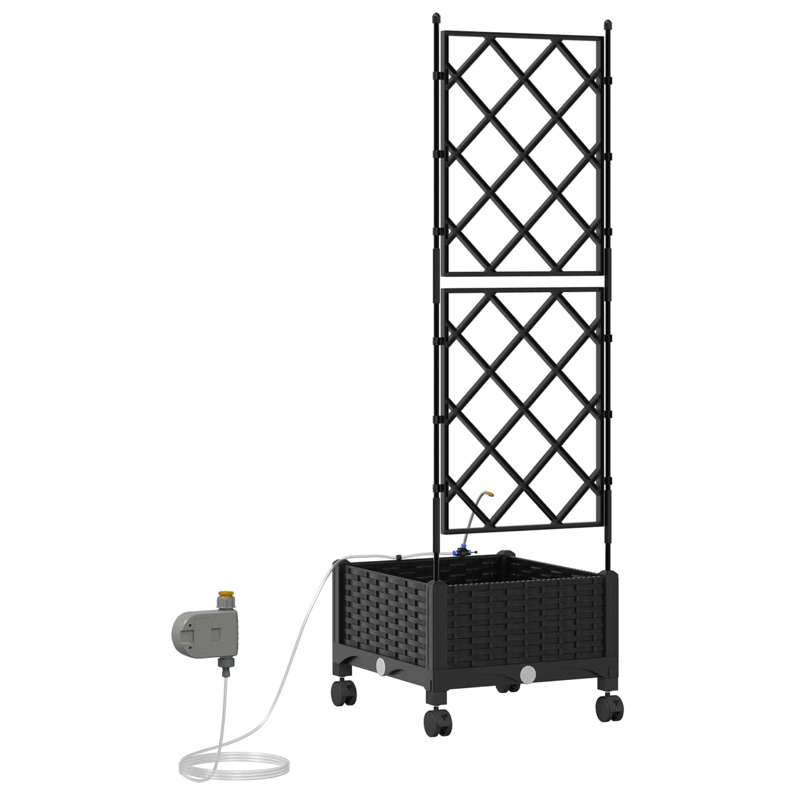 Tuin Pot met Irrigatie en Wielen Zwart 40 x 40 x 132 cm PP