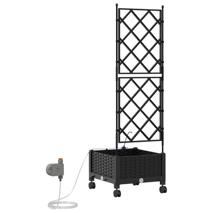 Tuin Pot met Irrigatie en Wielen Zwart 40 x 40 x 132 cm PP