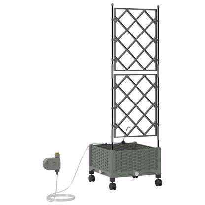 Tuin Pot met Irrigatie en Wielen Lichtgrijs 40 x 40 x 132 cm PP