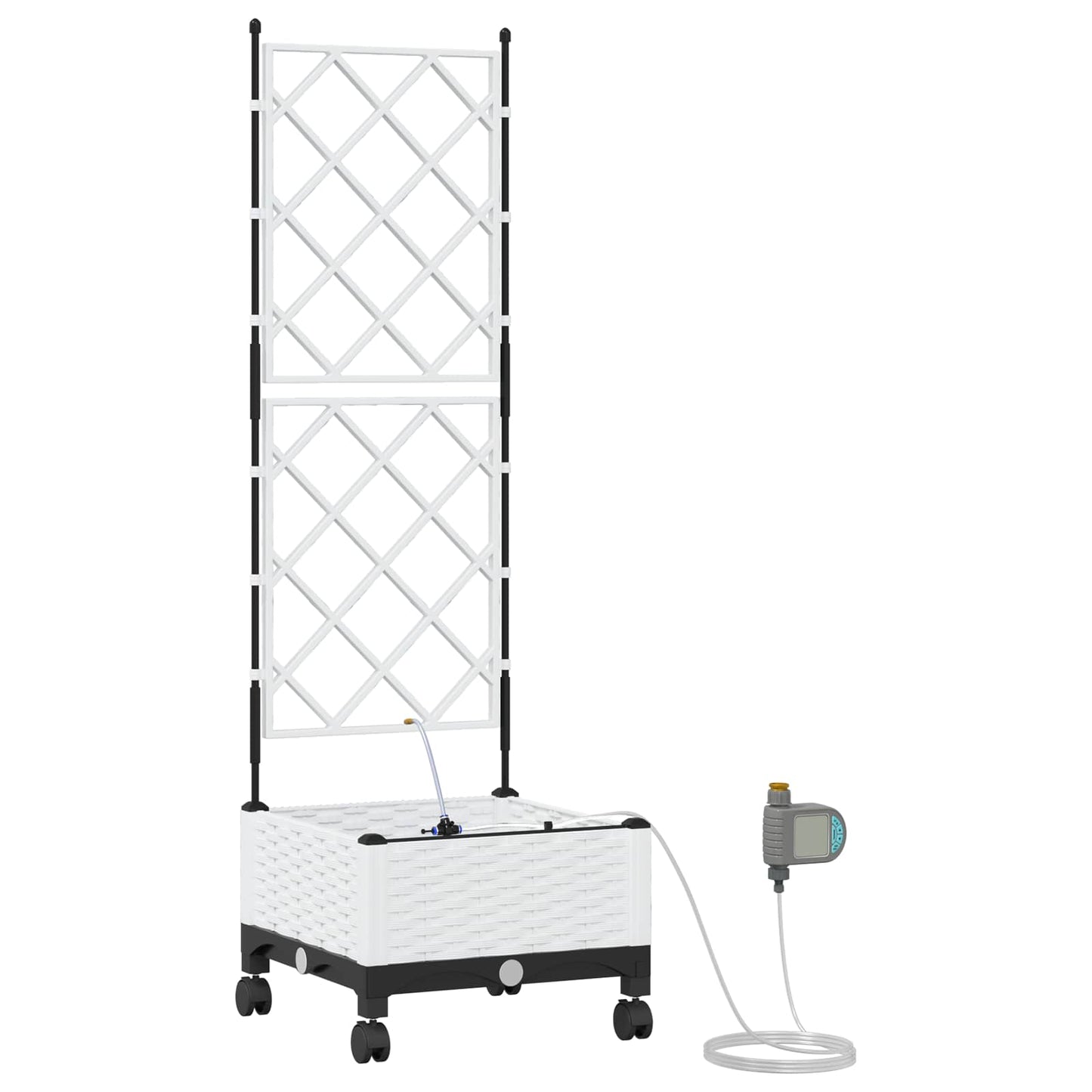 Tuin Pot met Irrigatie en Wielen Wit 40 x 40 x 132 cm PP