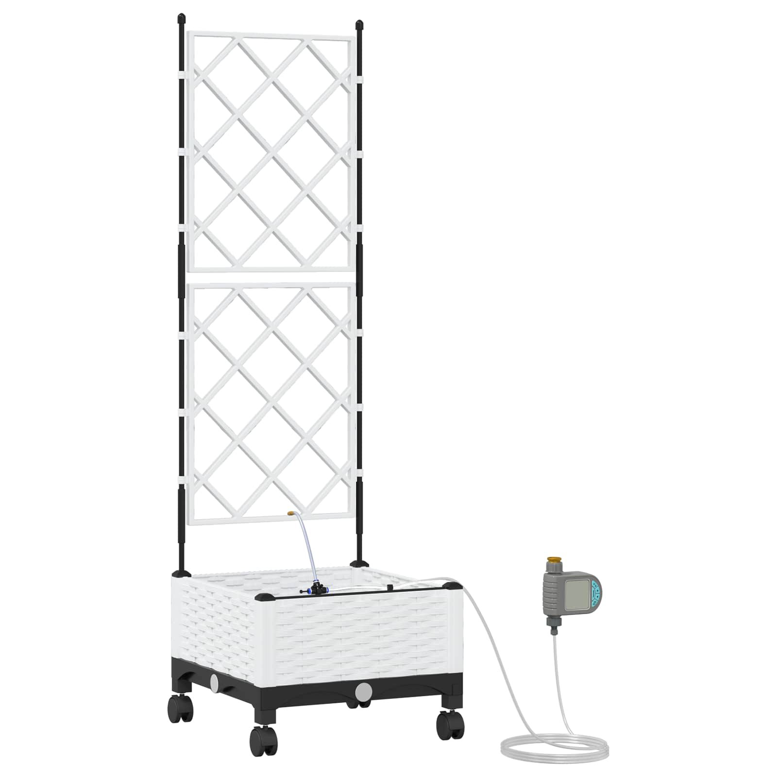 Tuin Pot met Irrigatie en Wielen Wit 40 x 40 x 132 cm PP