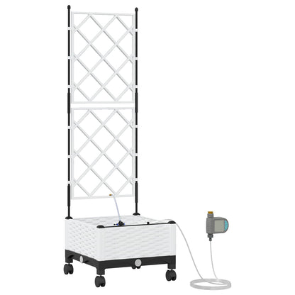 Tuin Pot met Irrigatie en Wielen Wit 40 x 40 x 132 cm PP