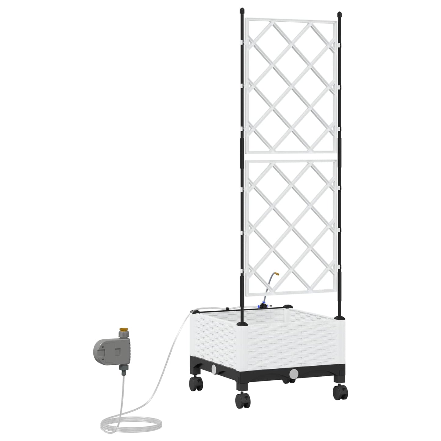 Tuin Pot met Irrigatie en Wielen Wit 40 x 40 x 132 cm PP