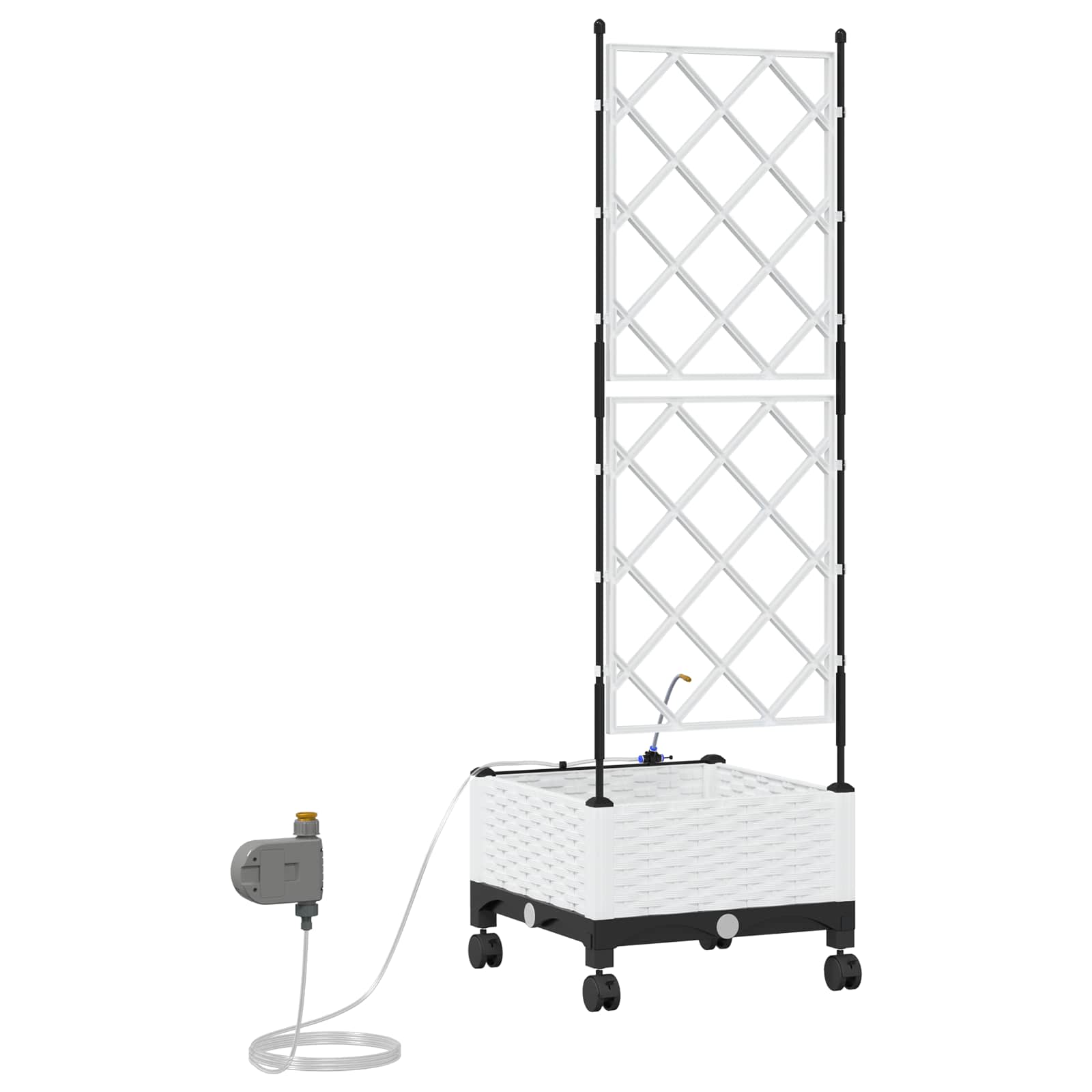 Tuin Pot met Irrigatie en Wielen Wit 40 x 40 x 132 cm PP