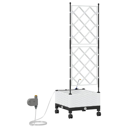 Tuin Pot met Irrigatie en Wielen Wit 40 x 40 x 132 cm PP