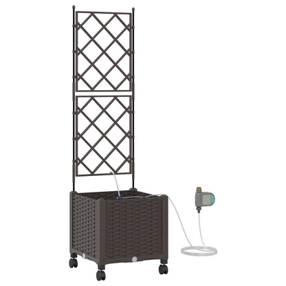 Tuin Pot met Irrigatie en Wielen Bruin 40 x 40 x 148 cm PP