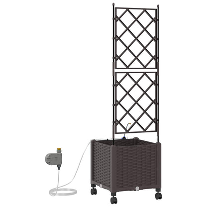Tuin Pot met Irrigatie en Wielen Bruin 40 x 40 x 148 cm PP