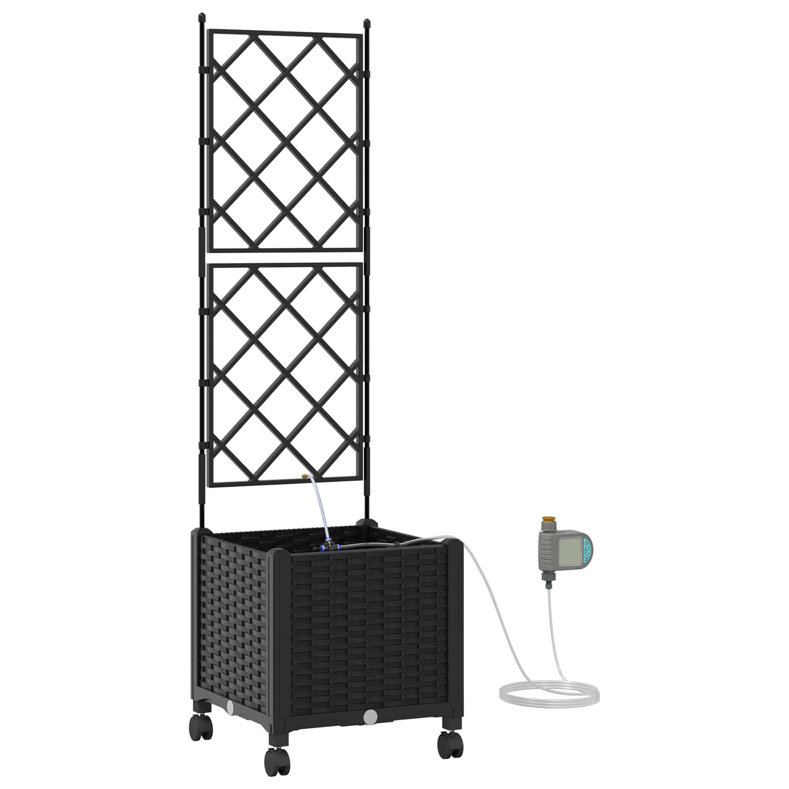 Tuin Pot met Irrigatie en Wielen Zwart 40 x 40 x 148 cm PP