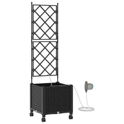 Tuin Pot met Irrigatie en Wielen Zwart 40 x 40 x 148 cm PP