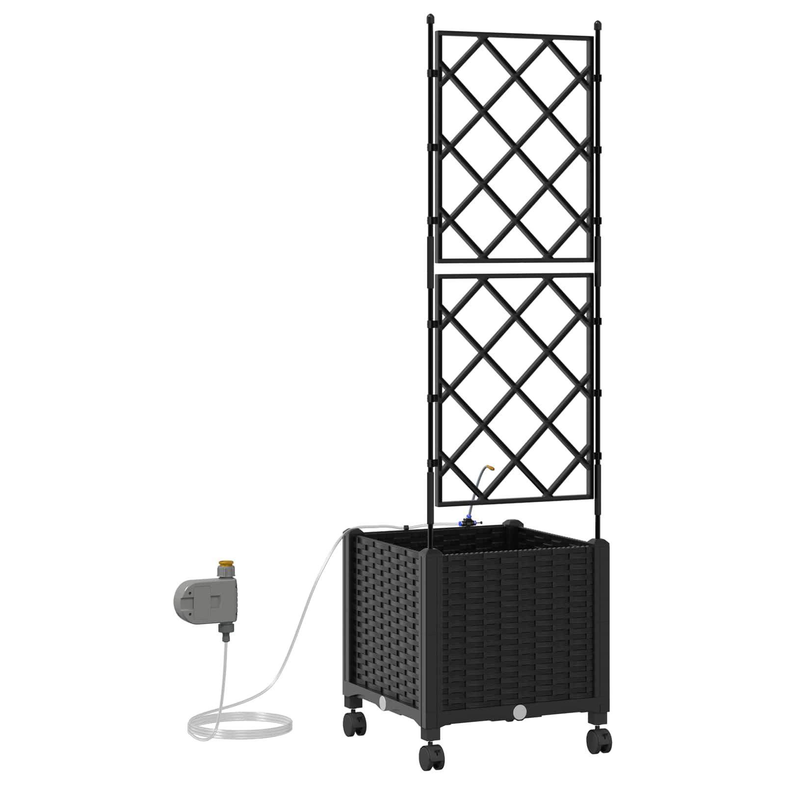 Tuin Pot met Irrigatie en Wielen Zwart 40 x 40 x 148 cm PP