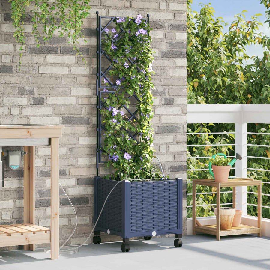 Tuin Pot met Irrigatie en Wielen Grijs 40 x 40 x 148 cm PP