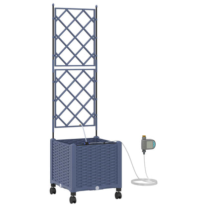 Tuin Pot met Irrigatie en Wielen Grijs 40 x 40 x 148 cm PP