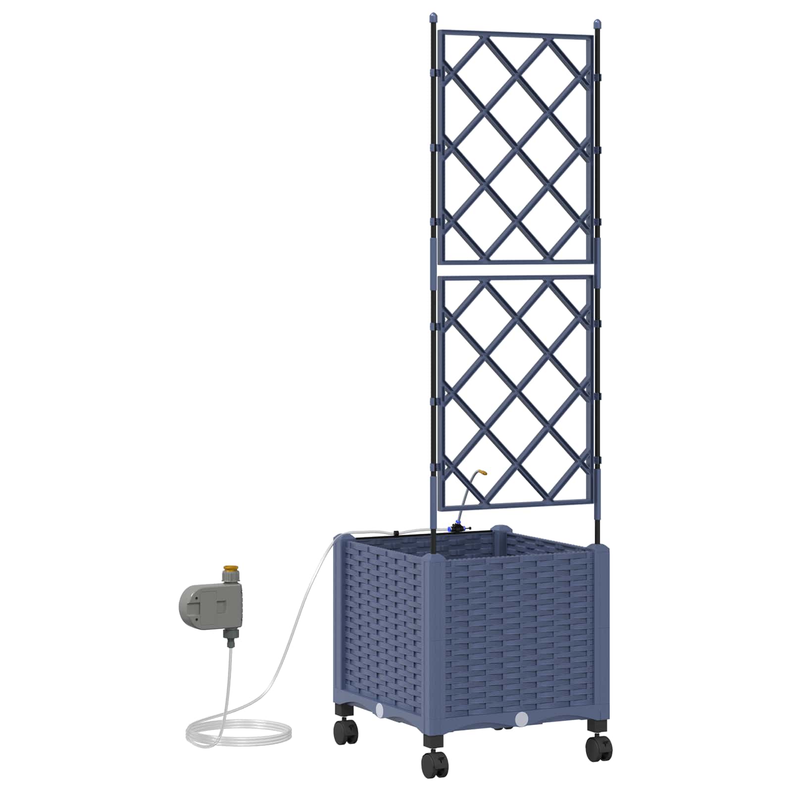 Tuin Pot met Irrigatie en Wielen Grijs 40 x 40 x 148 cm PP