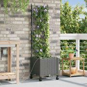 Bloempot met irrigatie en wielen lichtgrijs 40x40x148 cm